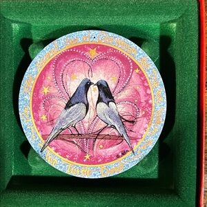 NEW P Buckley Moss Two Turtle Doves Limited Edition Christmas Ornament COA Boxed